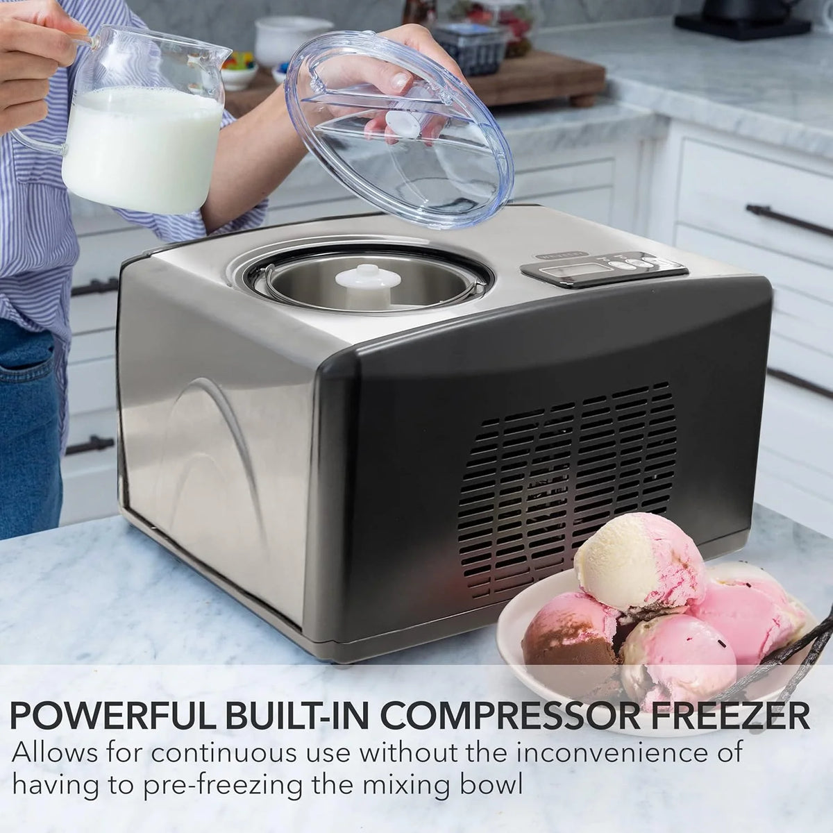 Whynter ICR-300SS 0.5-Quart Stainless Steel Rolled Ice Cream Maker With Compressor