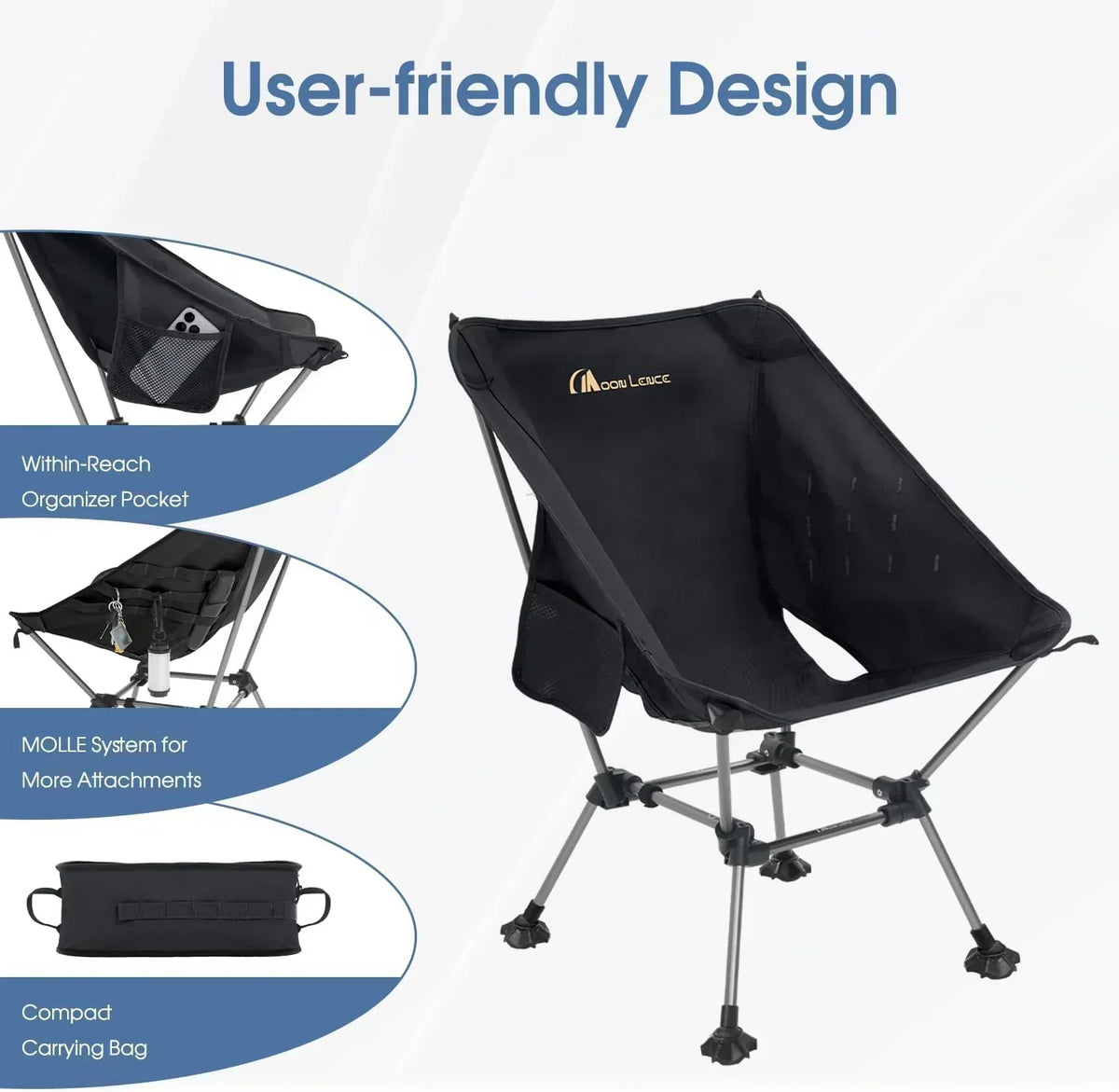Portable Camping Chair Plus Folding Chair for Backpacking and Hiking