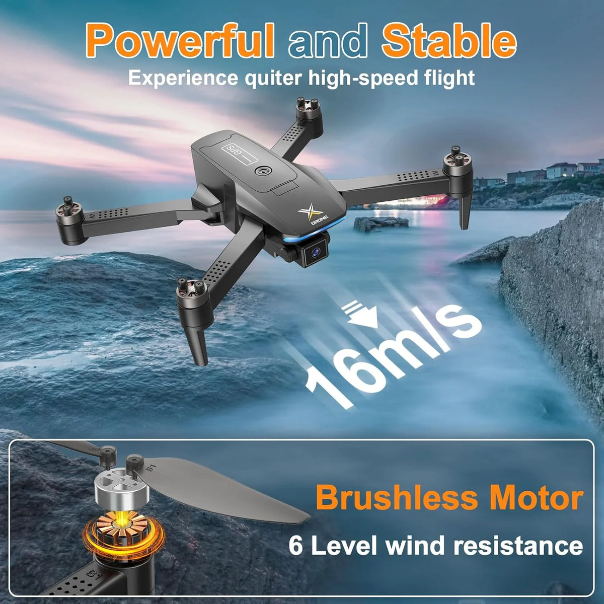 GPS Drones with Camera for Adults 4K, Brushless Motor FPV RC Quadcopter with Auto Return, Follow Me, Headless Mode, 50 Mins Long Flight, Lightweight and Foldable Drone for Beginner
