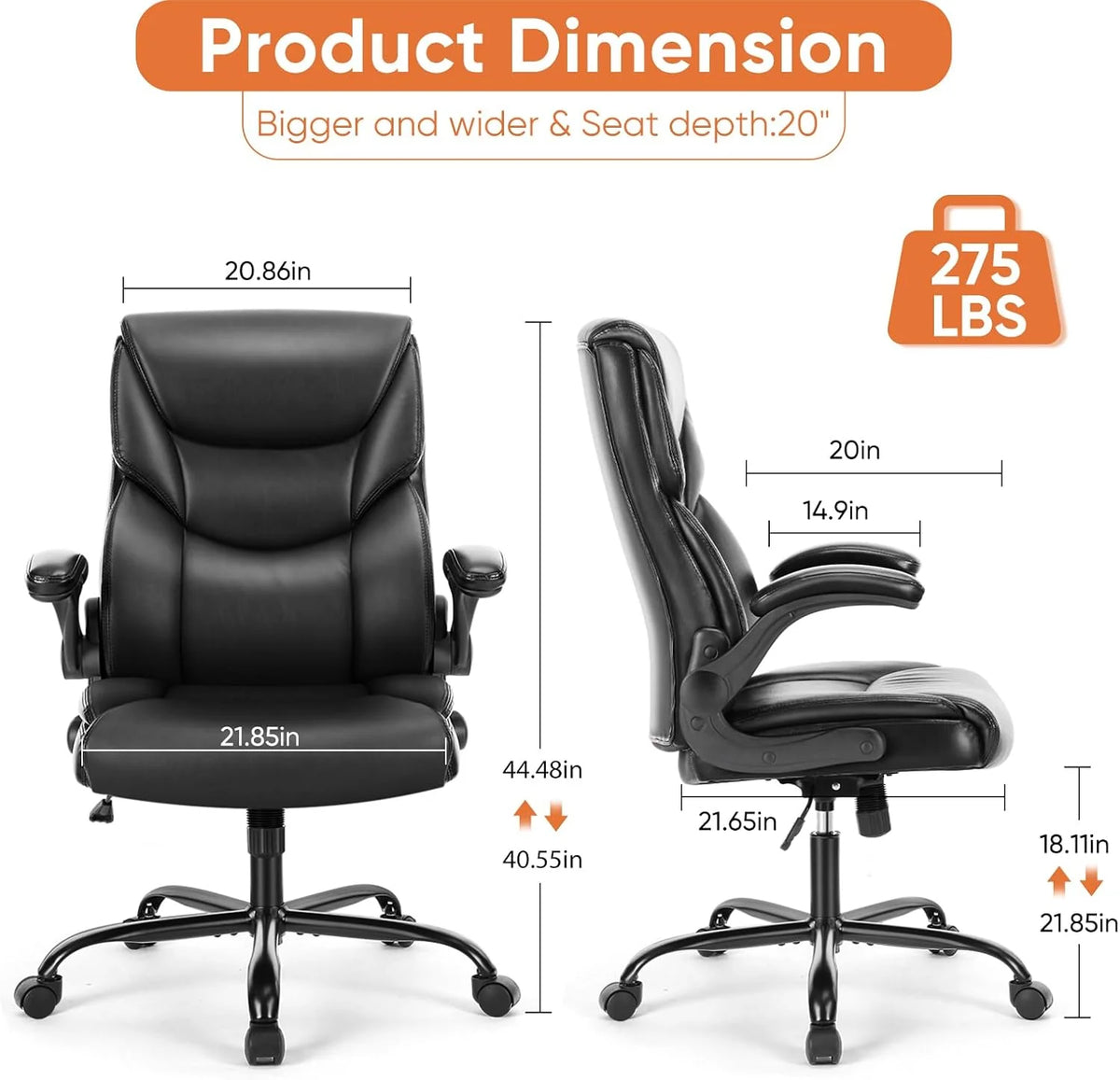 Ergonomic Office Chair Heavy Duty Work Desk Chair Adjustable Swivel Rolling Chair with Wheels