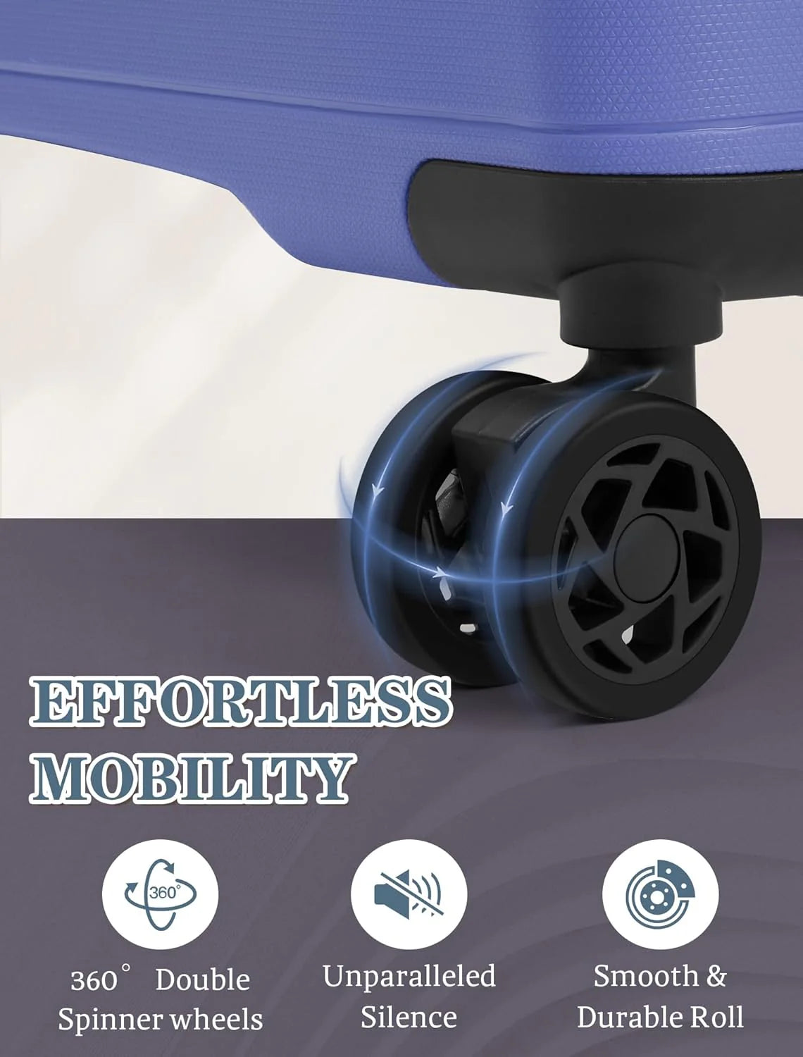 5-piece luggage set with wheels, ABS hardshell suitcase with spinner wheels