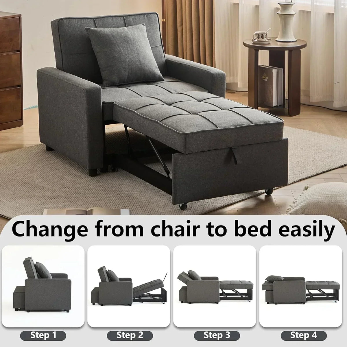 Sofa Bed Chair Convertible Sleeper Sofa with Pull-Out Bed