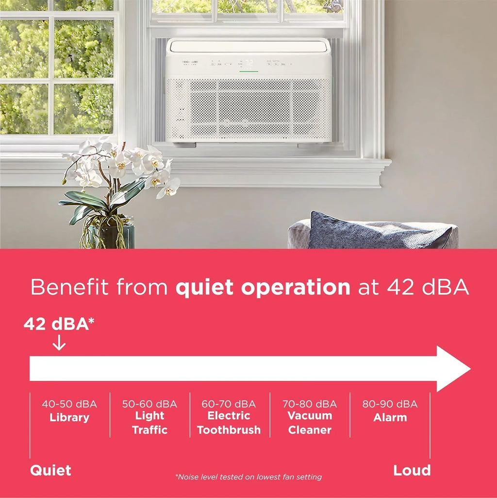 Frigidaire GHWQ103WC1 Inverter Quiet Temp Room Air Conditioner, 10,000 BTU with Wi-Fi Connected, Works with Alexa, Energy Star Certified, Easy-to-Clean Washable Filter, in White
