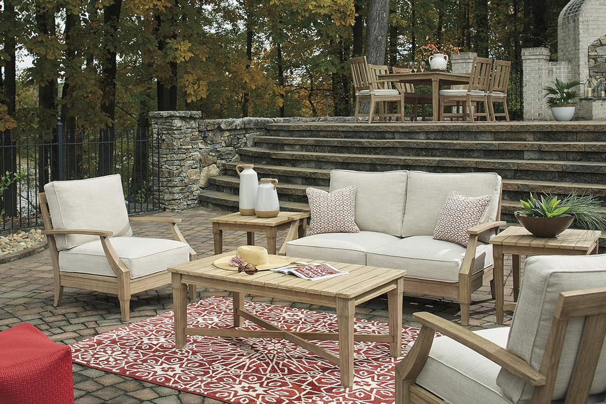 Coastal view outdoor terrace eucalyptus sofa