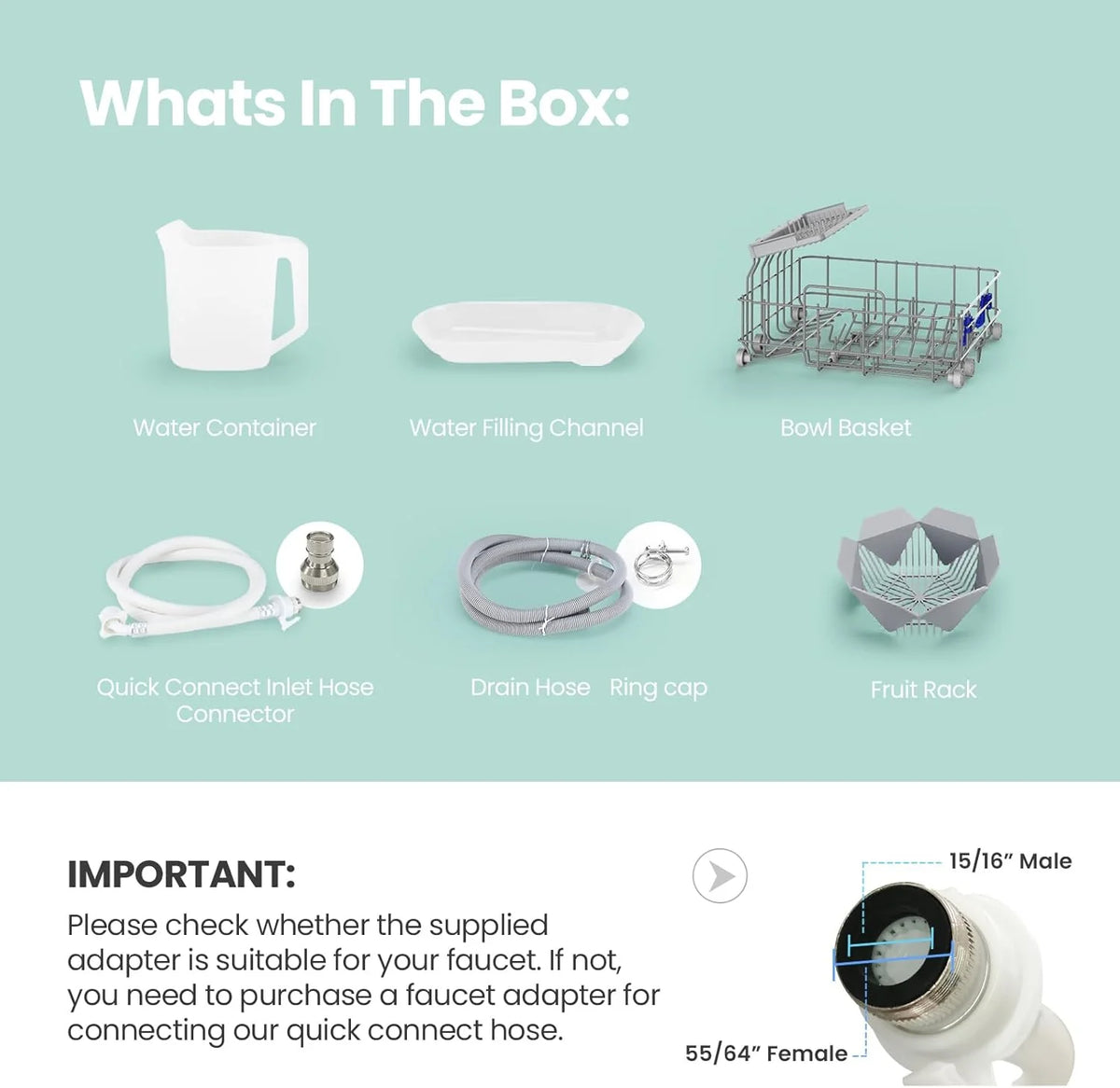COMFEE' Portable Mini Dishwasher Countertop with 5L Built-in Water Tank