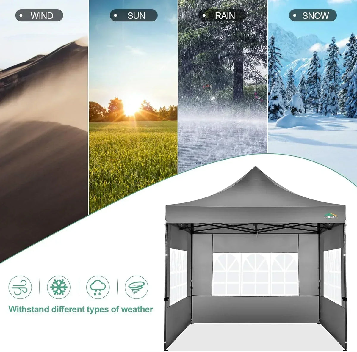 COBIZI 10x20 Heavy Duty Pop up Canopy Tent 6 sidewalls Commercial Canopy Wedding Party Tents