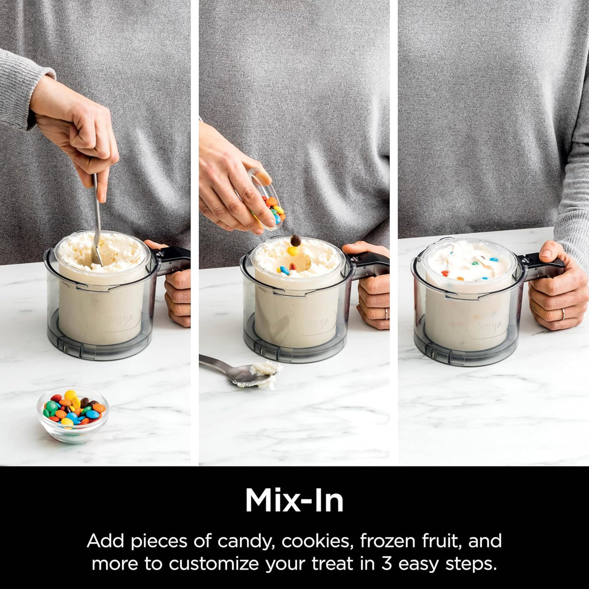 Ninja NC301 CREAMi Ice Cream Maker, for Gelato, Mix-ins, Milkshakes, Sorbet, Smoothie Bowls & More, 7 One-Touch Programs, with (2) Pint Containers & Lids, Compact Size, Perfect for Kids, Silver