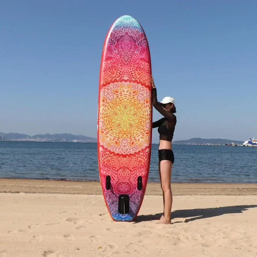 Inflatable wide SUP board with SUP carrying bag hand pump 10L waterproof bag