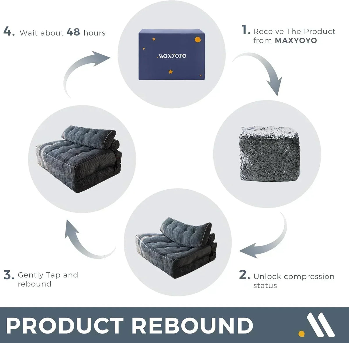 MAXYOYO Folding Sofa Bed Convertible Sleeper Chair with Pillow Foldable Mattress with Back Support