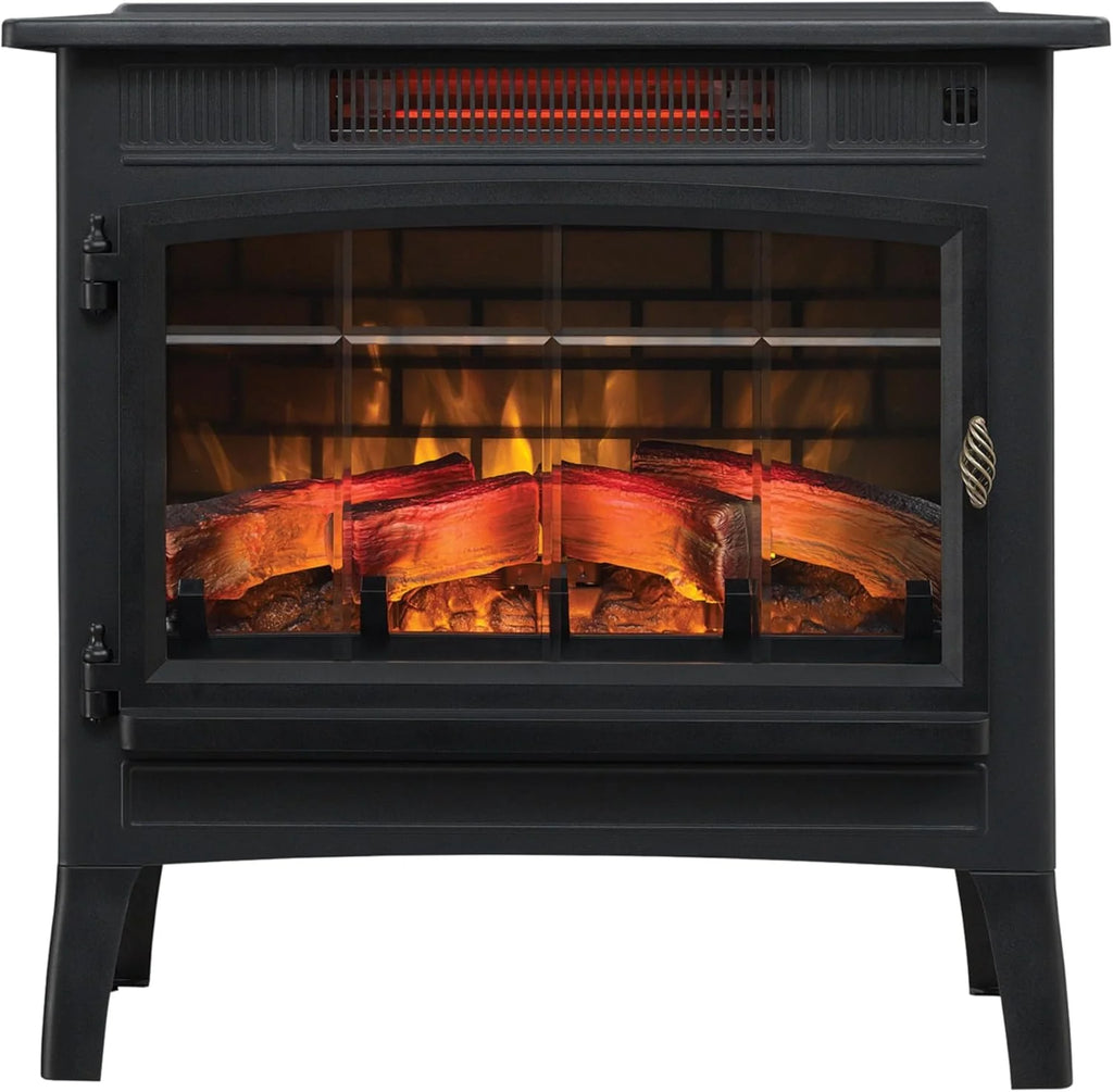 Freestanding Electric Fireplace Stove Heater with 3D Flame Effect for 1,000 Sq. Ft