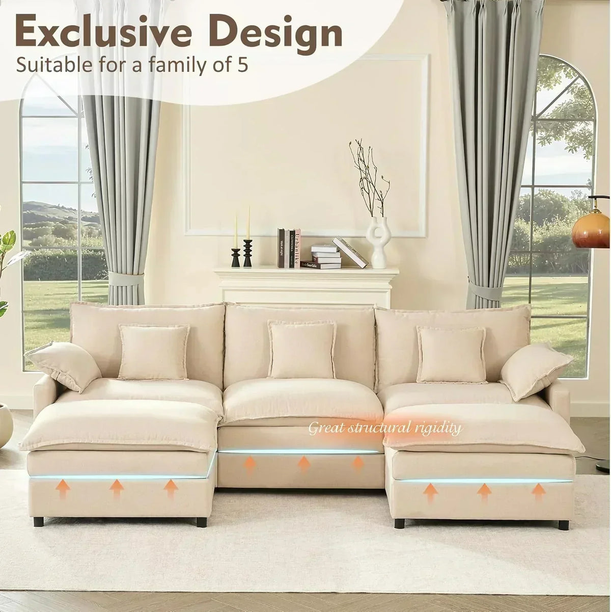 108 U-shaped sofa modular sofa three-seater comfortable cloud sofa