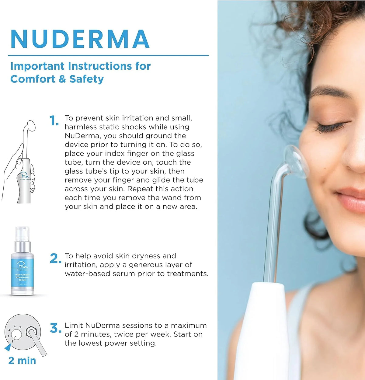 NuDerma Professional Skin Therapy Wand Portable Skin Therapy Machine 6 Neon Argon Wands