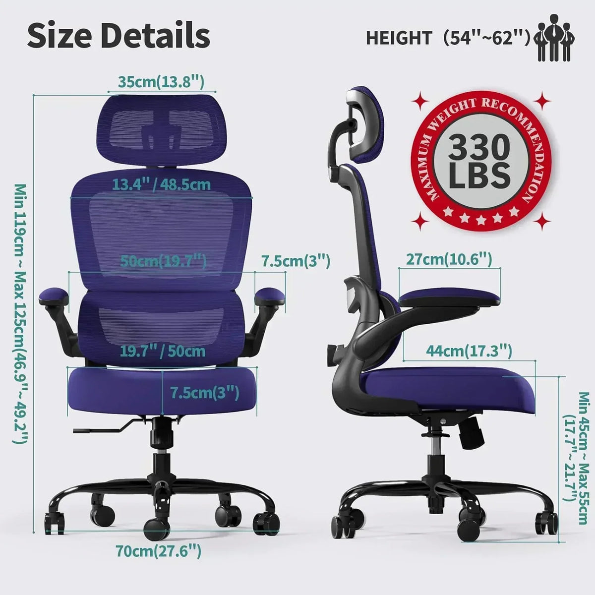 TRALT Office Chair Ergonomic Desk Chair 330 lbs Home Gaming Chair with Wheels