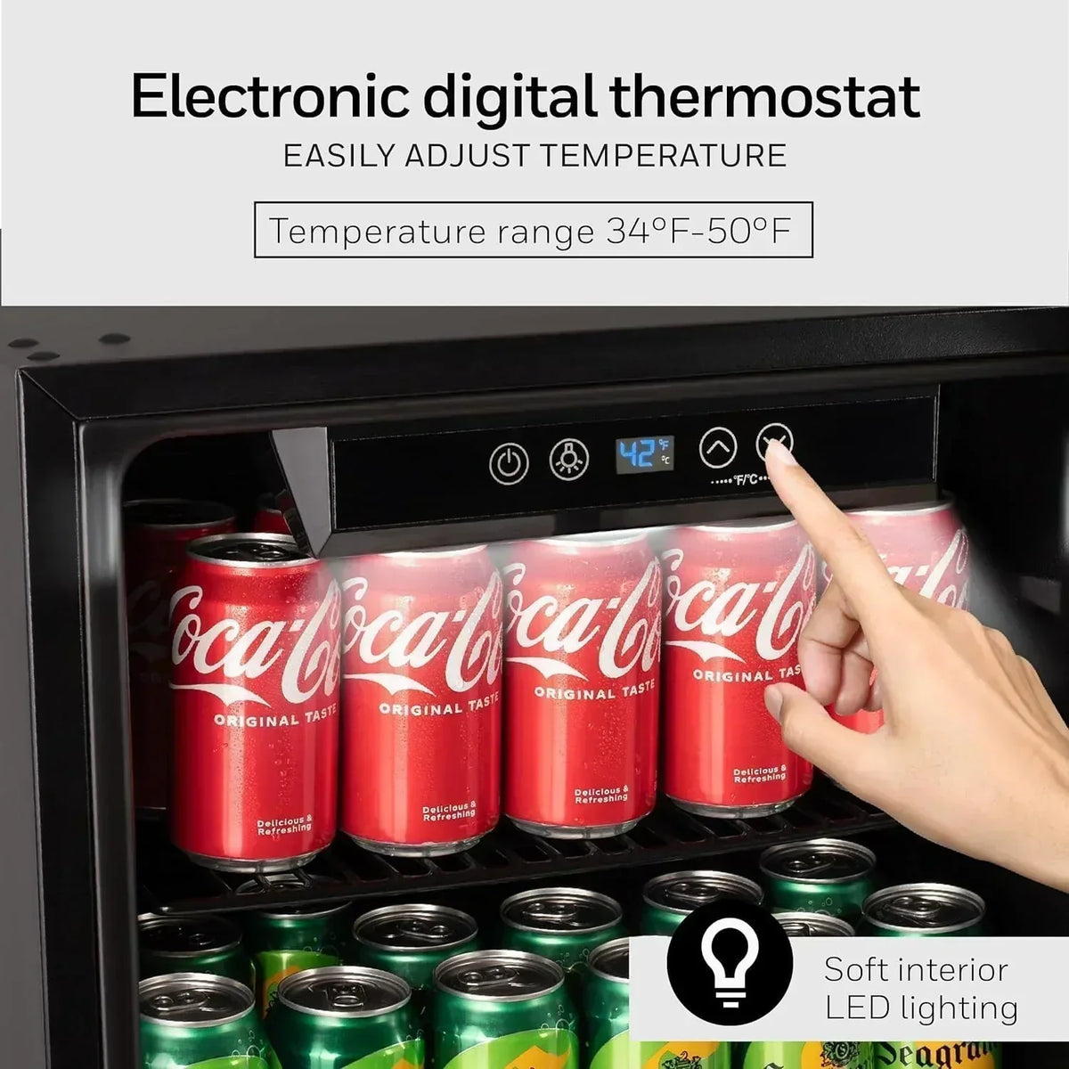 Honeywell Beverage Refrigerator and Cooler 115 Can Mini Fridge with Glass Door for Soda Beer