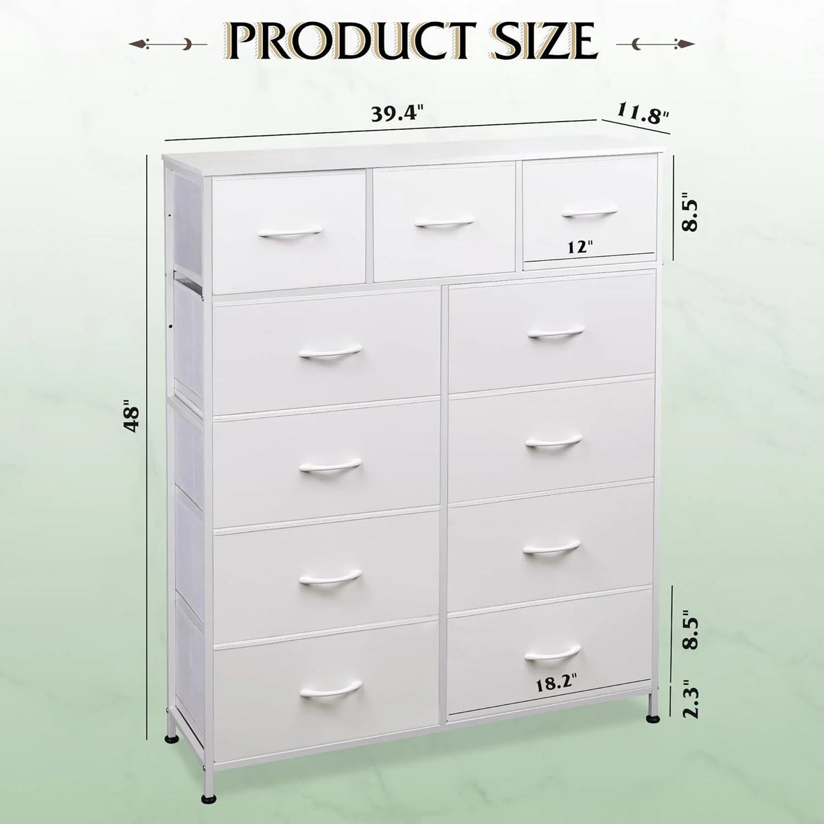 Storage Organizer Unit with 11 Fabric Bins, Storage Drawers Organizer with Steel Frame, Tall Storage Tower Organizaton