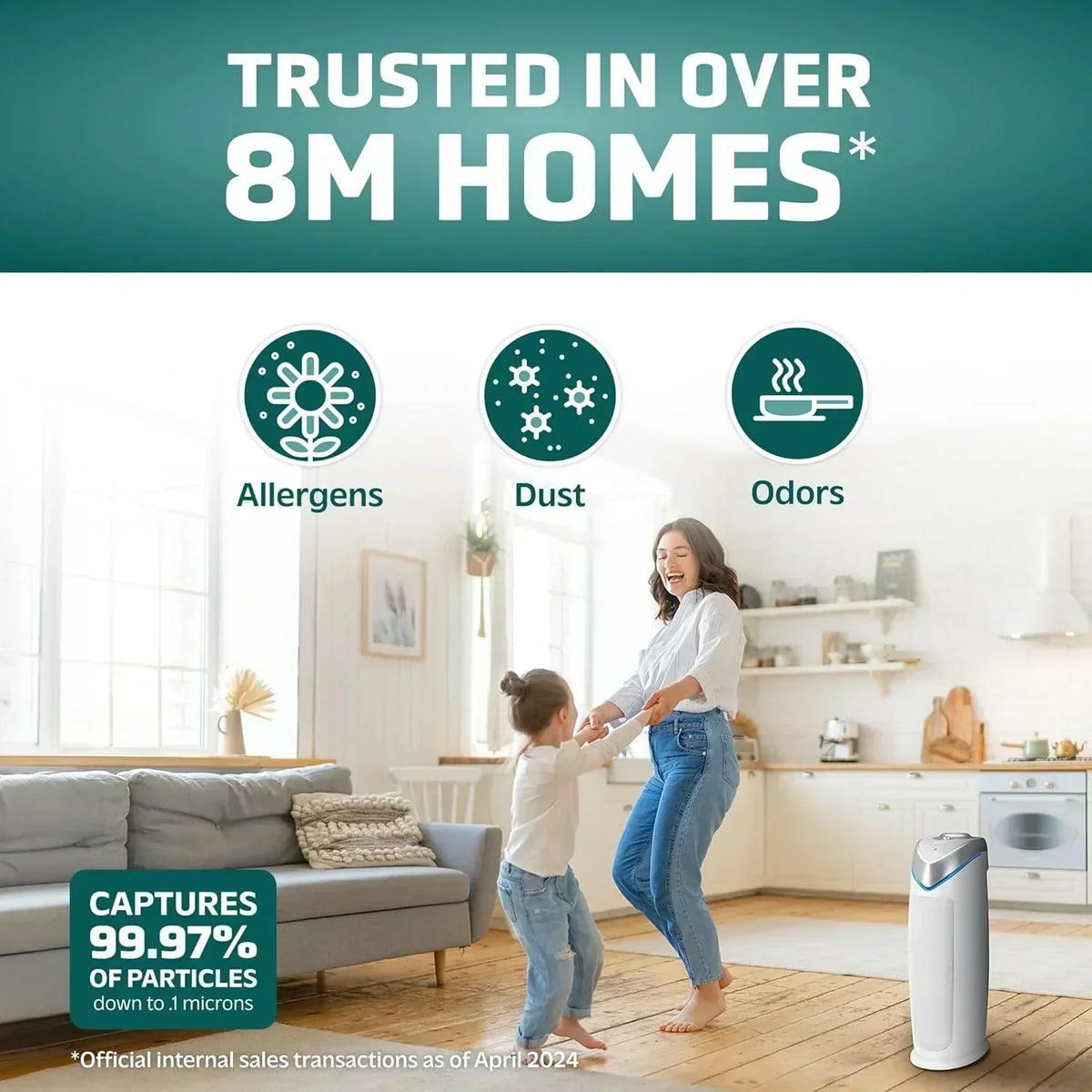 Home air purifier with HEPA pure filter