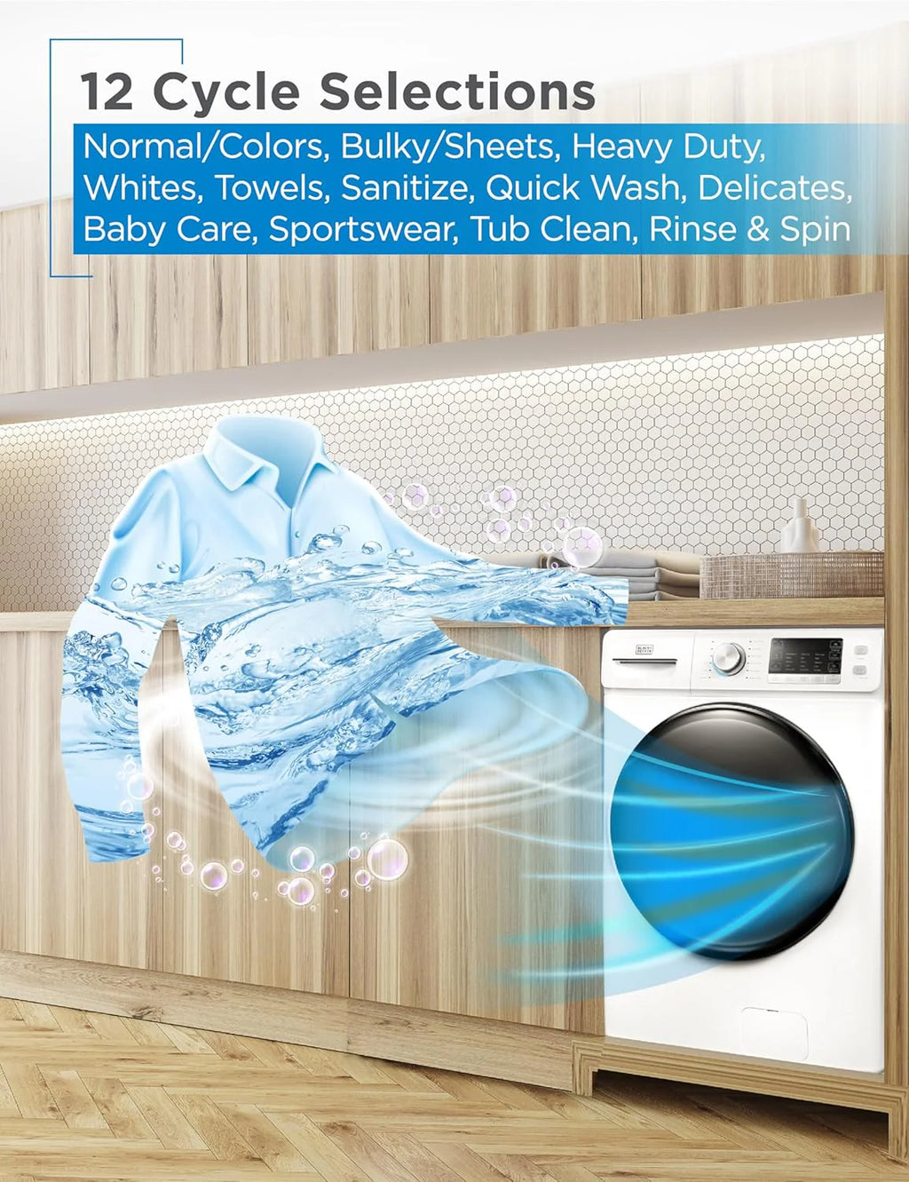 Portable Washer 6.6 lb. Capacity Washing Machine for Homes & Apartments 5 Wash Cycles Quick Connect Sink Adapter and Drain Hose Included Transparent Lid