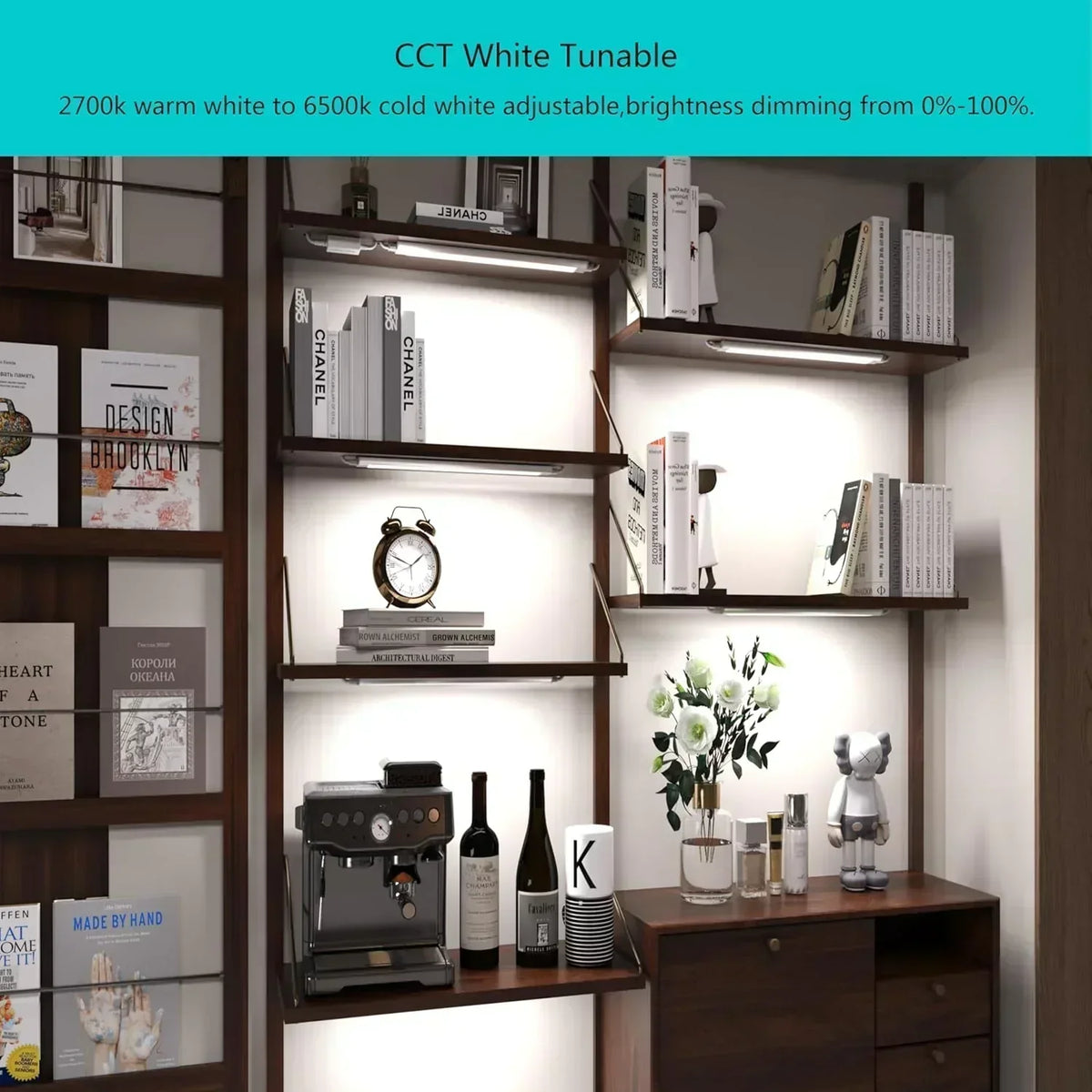 Smart under-cabinet lighting strip white and color-changing dimmable