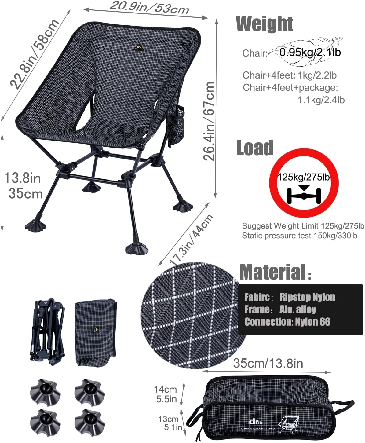 Ultralight Compact Camping Folding Beach Chair