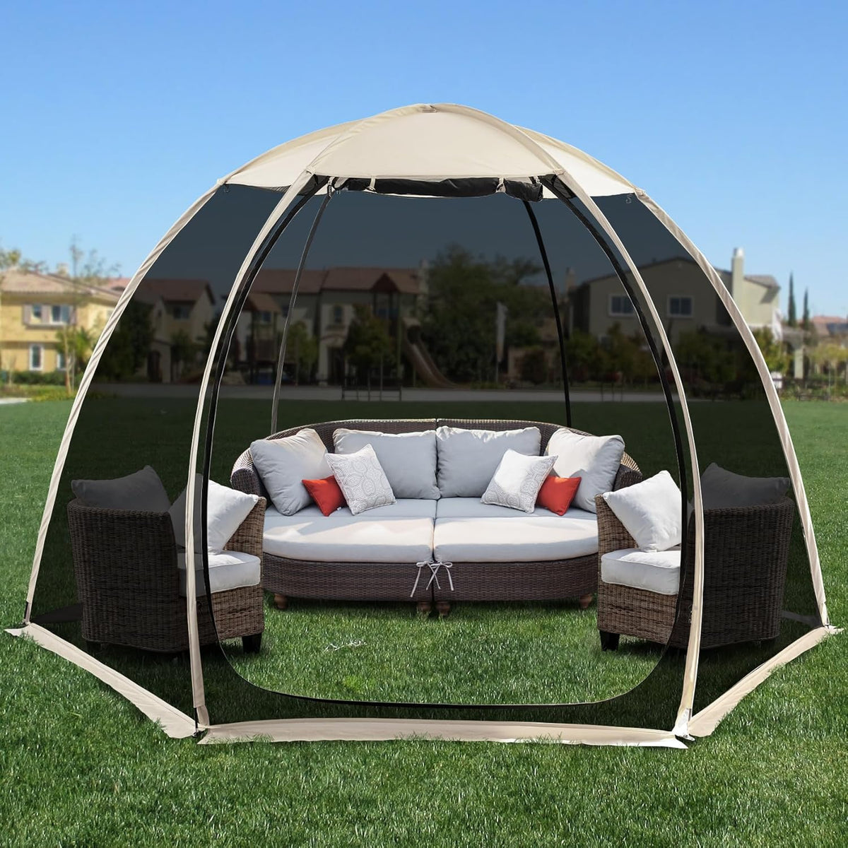 Alvantor Screen House Gazebo, 6-10-15 Person Pop Up Igloo Screened Canopy Tent with Mosquito Netting Sides, Instant UV Resistant Sun Shelter for Garden, Patio, Backyard