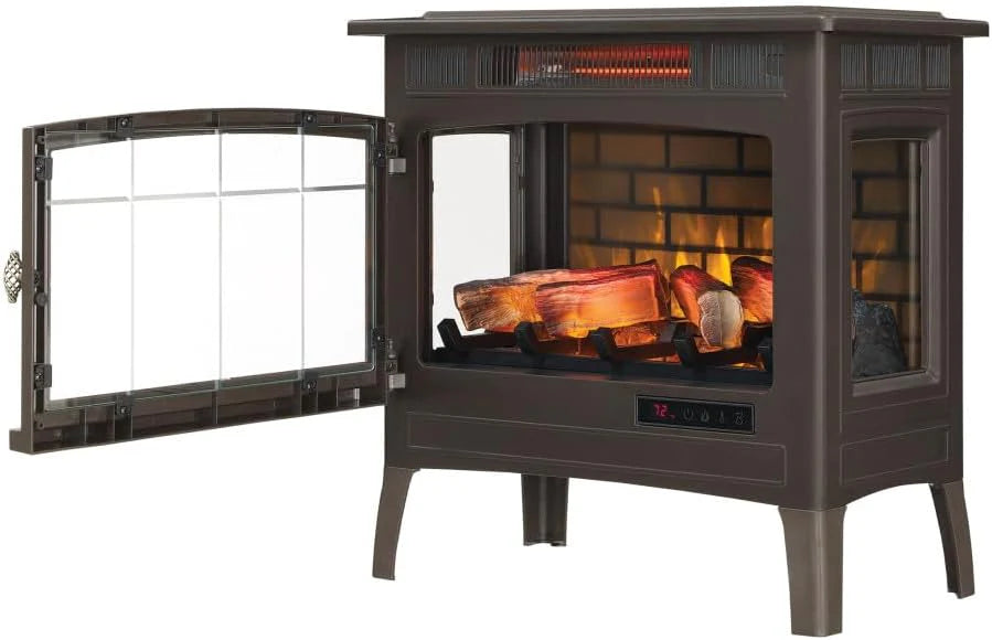 Freestanding Electric Fireplace Stove Heater with 3D Flame Effect for 1,000 Sq. Ft