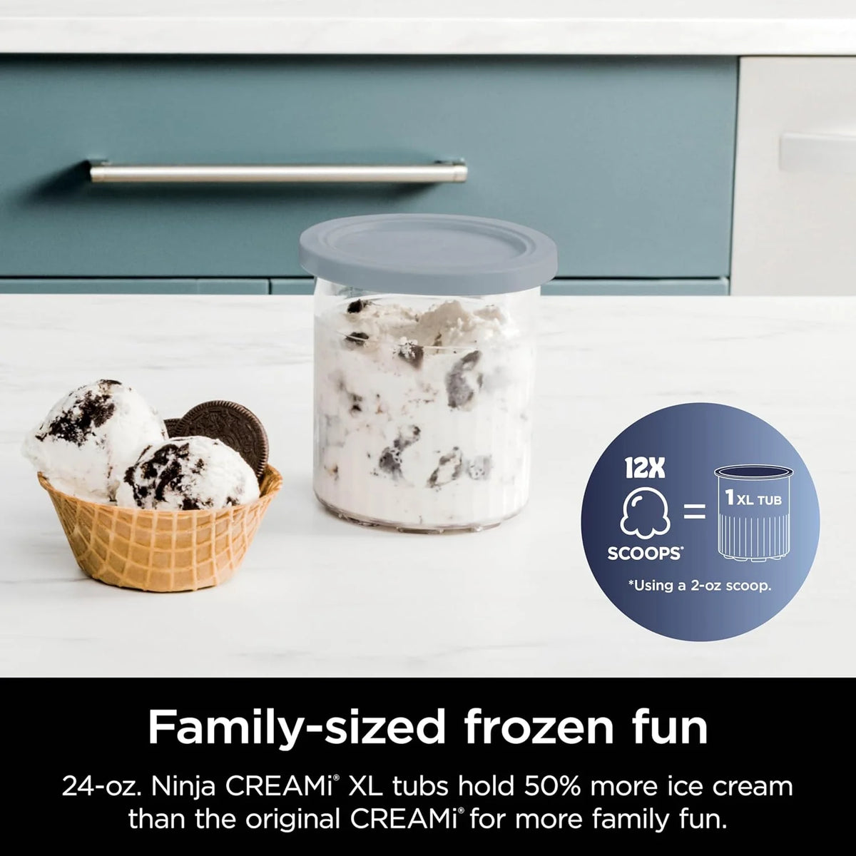 Ninja NC301 CREAMi Ice Cream Maker, for Gelato, Mix-ins, Milkshakes, Sorbet, Smoothie Bowls & More, 7 One-Touch Programs, with (2) Pint Containers & Lids, Compact Size, Perfect for Kids, Silver
