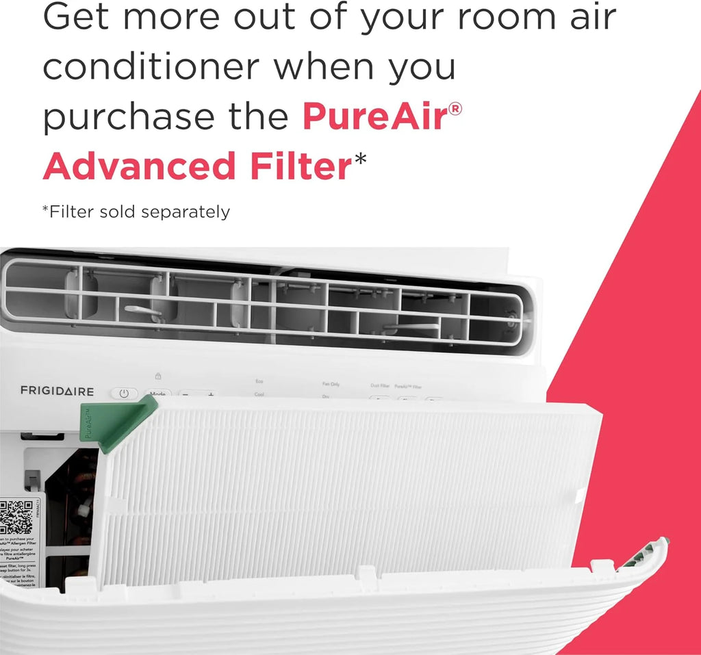 Frigidaire 5,000 BTU Window Air Conditioner with Remote Control, Cools Up to 150 Sq. Ft., Quiet Operation, Eco Mode, 3 Fan Speeds, Auto Restart, White