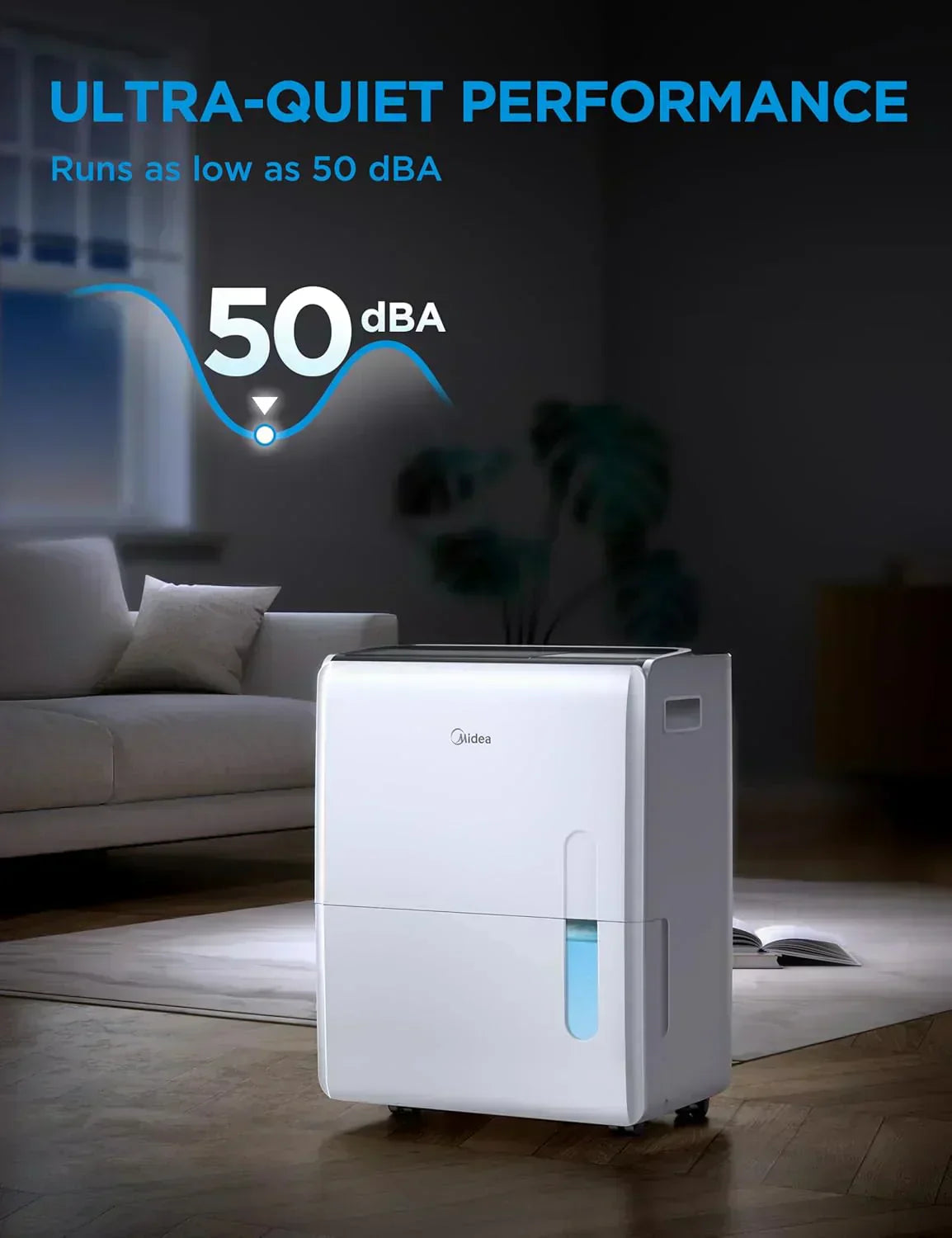 Midea 4,500 Sq. Ft. Dehumidifier Pump Included Energy Star Certified 50 Pint Ideal For Basements