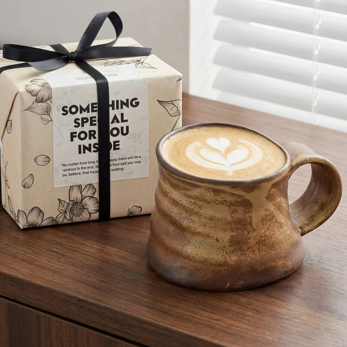 Rustikale Vintage-Kaffeetasse aus Keramik, handgefertigte Glasur, einzigartige Geschenktasse für Kaffeeliebhaber