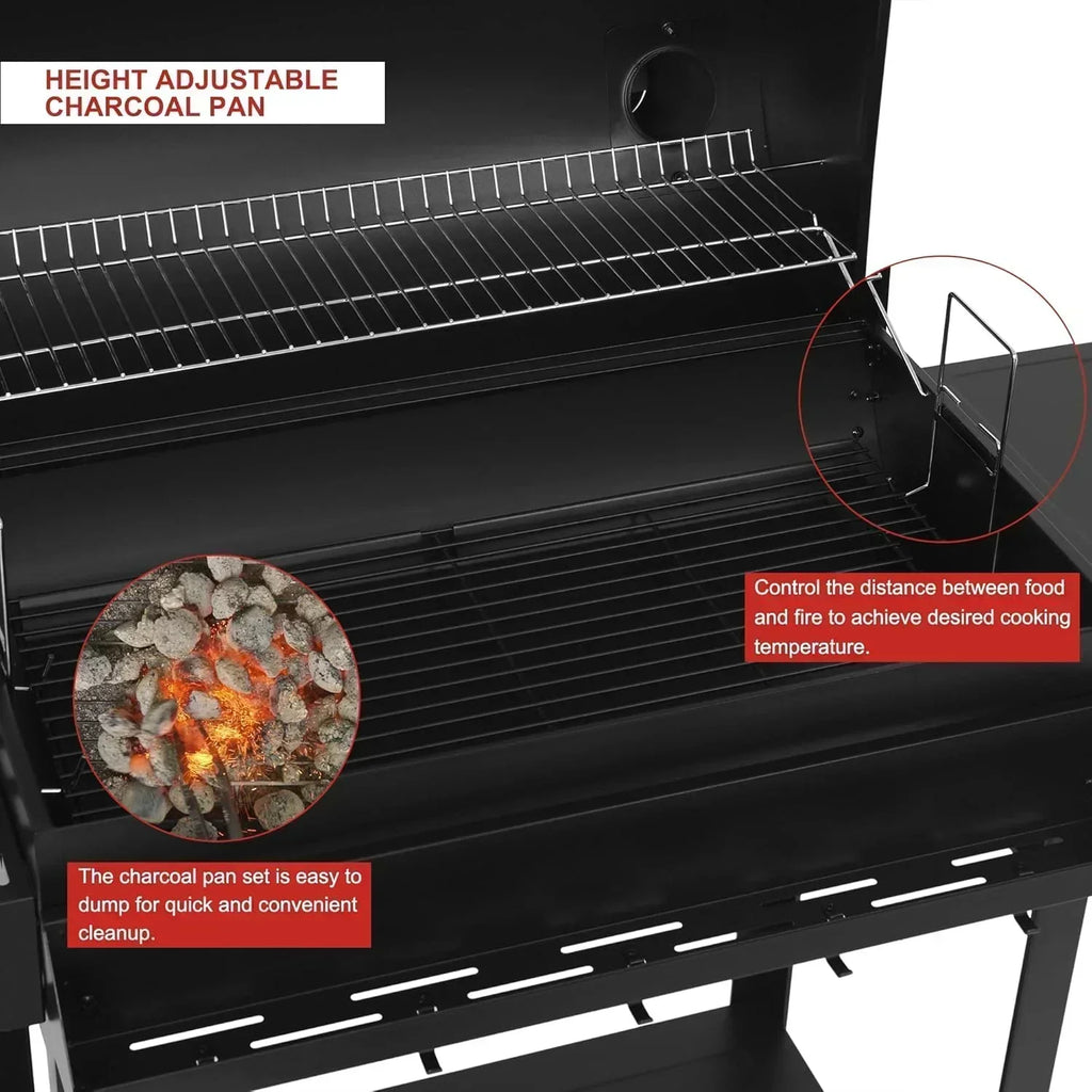 Royal Gourmet CC1830T 30-Inch Barrel Charcoal Grill Warming Rack Front Storage Basket BBQ Grill