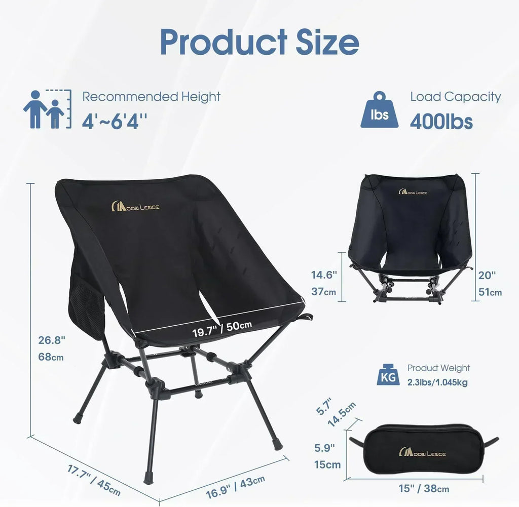 Portable Camping Chair Plus Folding Chair for Backpacking and Hiking