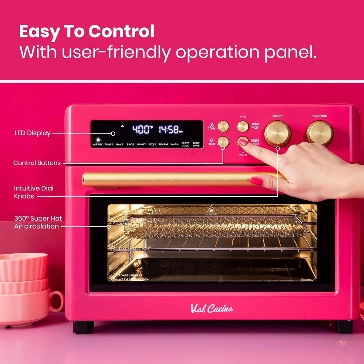 Infrared Heating Air Fryer Toaster Oven, Extra Large Countertop Convection Oven 10-in-1 Combo, 6-Slice Toast, Enamel Baking Pan Easy Clean with Recipe Book, Black Matte Stainless Steel