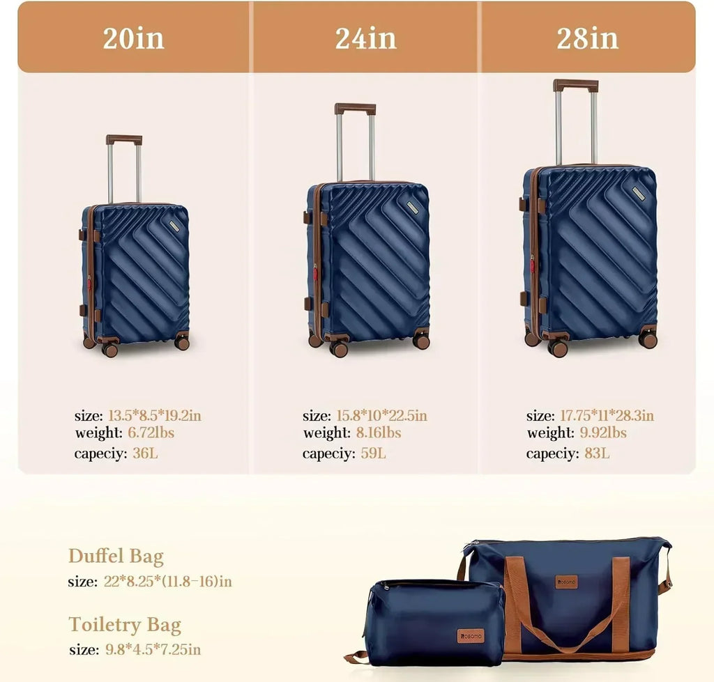 5 piece luggage set expandable suitcase 22x14x9 aviation certified durable waterproof travel set