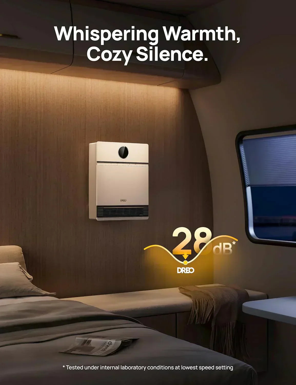 Smart wall-mounted heater for indoor use with adjustable thermostat and remote control
