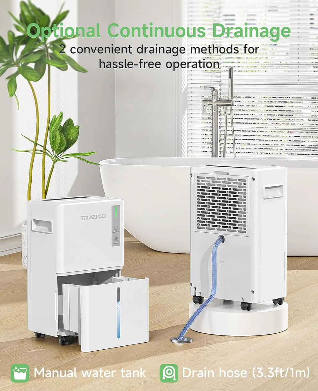 1500 Sq.ft Dehumidifier for Basement 21 Pint Dehumidifiers for Home Large Room with Drain Hose, Smart Humidity Control, 3 Modes, 24H Timer, Auto Defrost, Ideal for Bedrooms, Bathroom, White