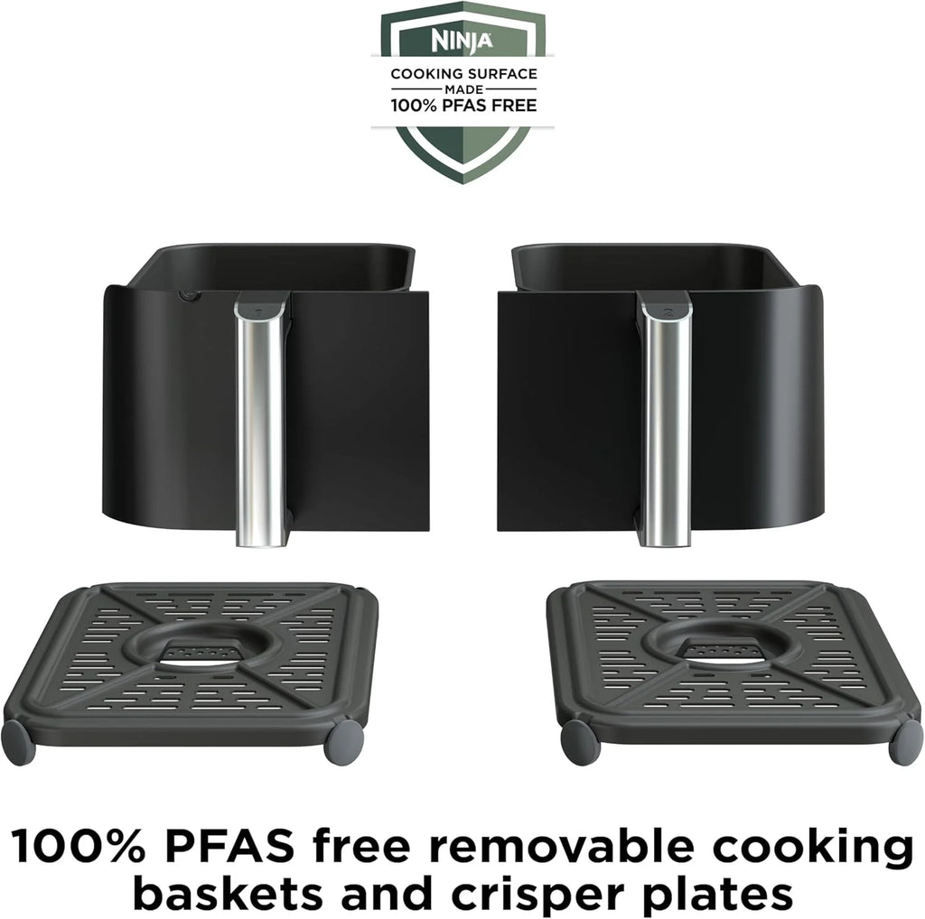Ninja Foodi 10QT 6-in-1 DualZone Smart XL Air Fryer, 2 Independent 5QT Baskets, Smart Cook Thermometer, Match Cook, Smart Finish, Air Fry, Roast, Bake, Dehydrate, Reheat, Grey, DZ550
