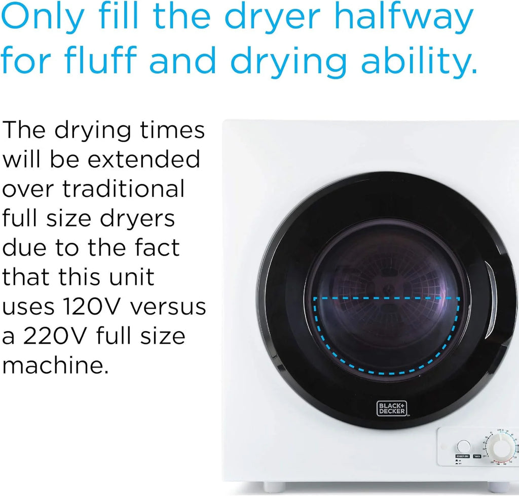Compact Clothes Dryer, 1.5 Cu. Ft. 850W Electric Dryer, 120V Vented Portable Dryer with Stainless Steel Drum, for 5.5 lbs. of clothing for Standard Wall Outlet