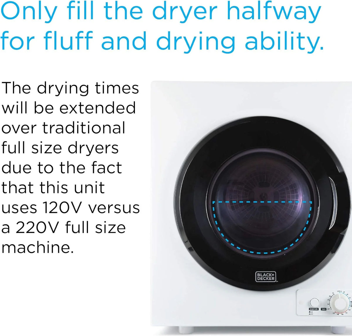 Compact Clothes Dryer, 1.5 Cu. Ft. 850W Electric Dryer, 120V Vented Portable Dryer with Stainless Steel Drum, for 5.5 lbs. of clothing for Standard Wall Outlet