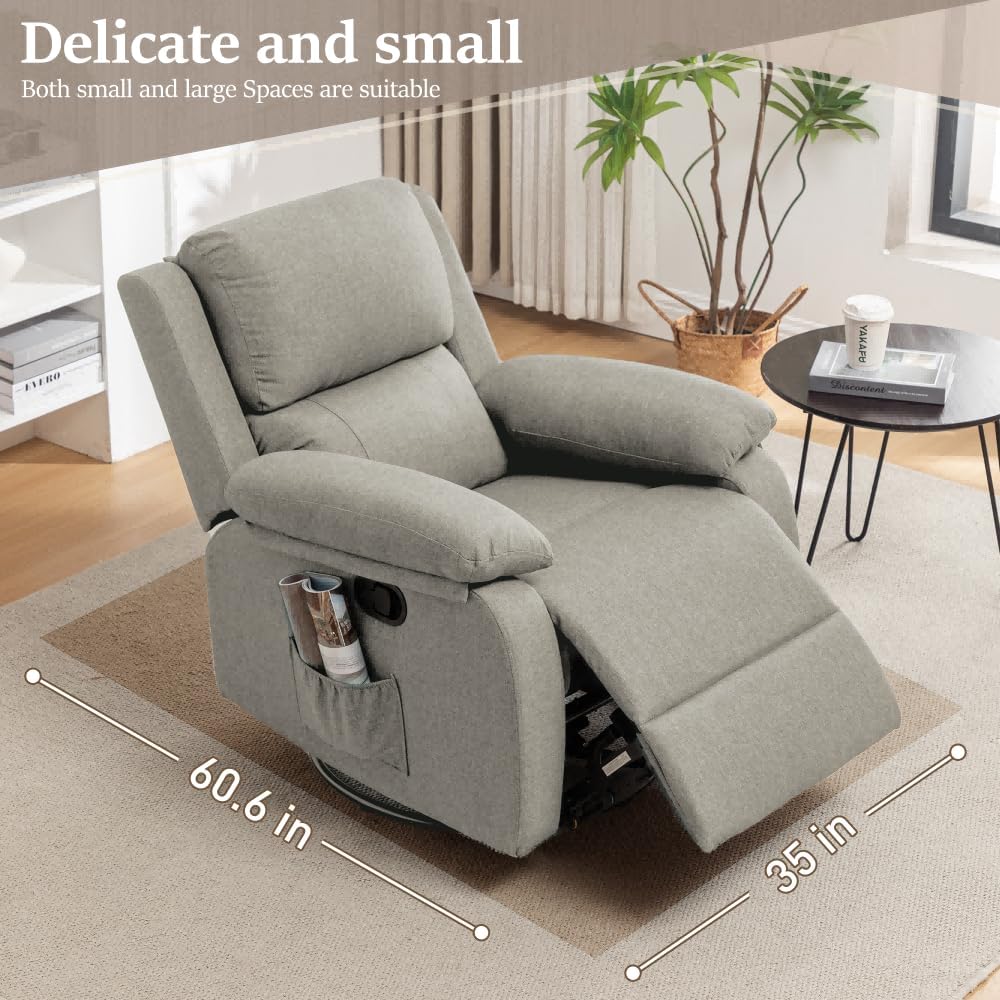 Reclining rocking chair 360 degree rotating fabric sliding reclining chair