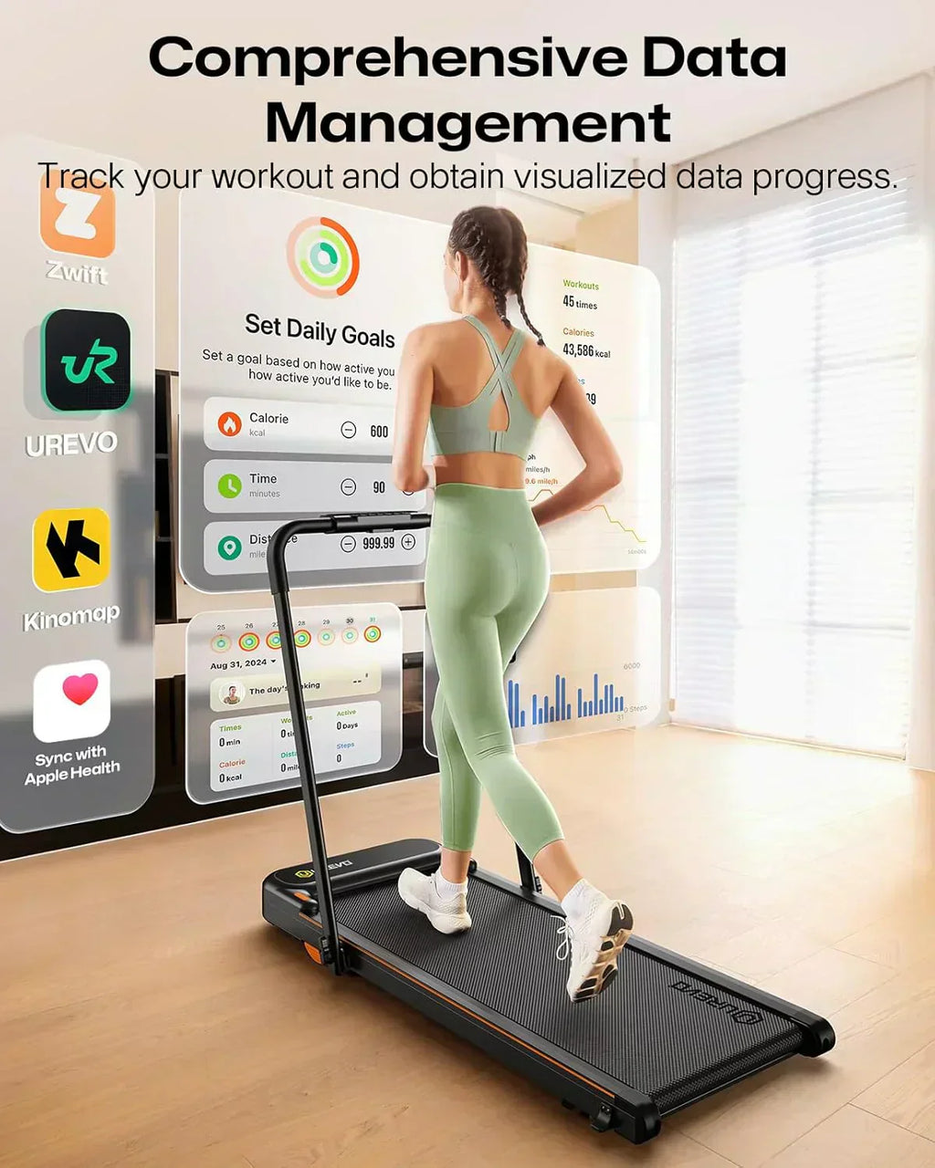 Urevo Strol 2E Smart 2-in-2 Folding Treadmill Dual LED Display
