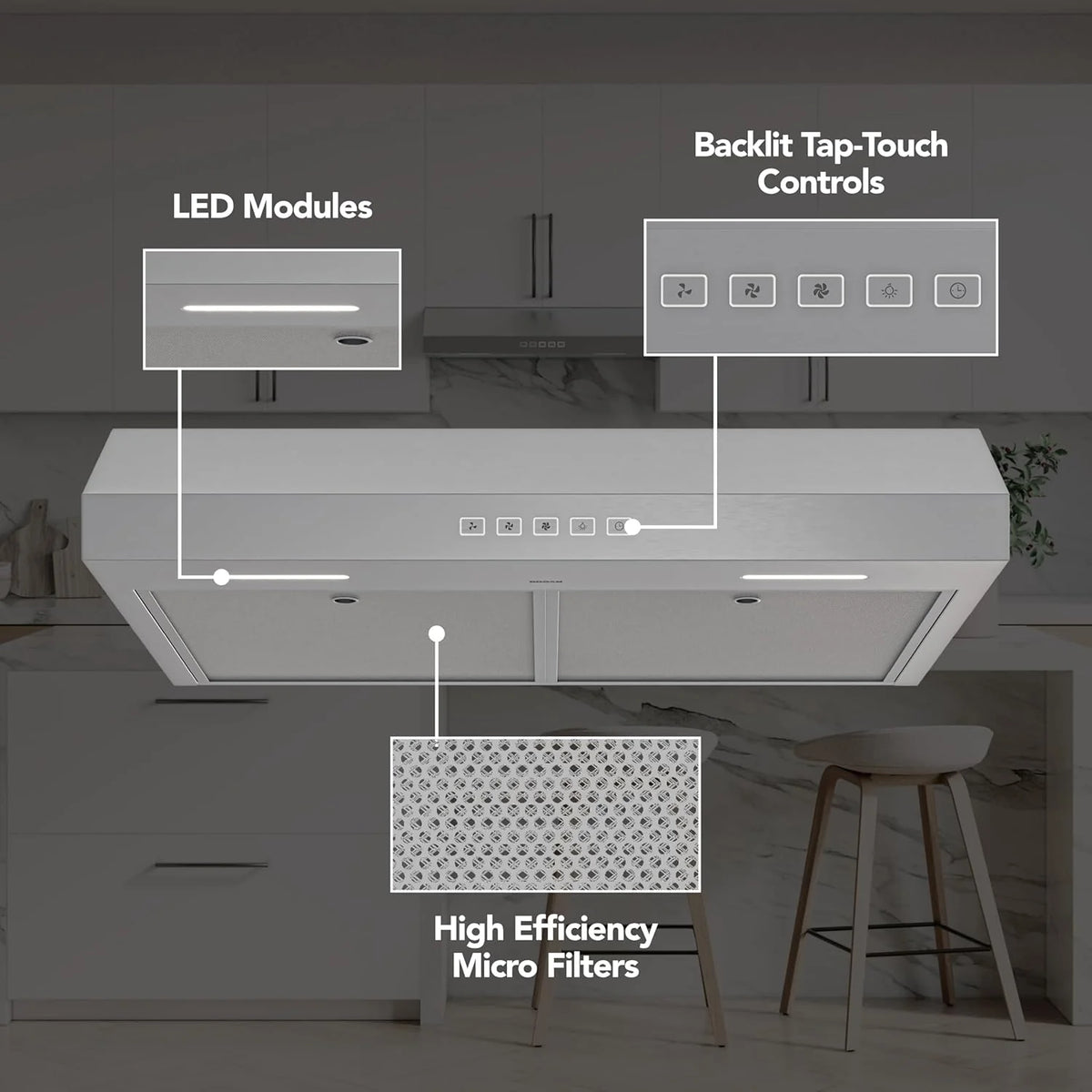 Broan-NuTone Three-Speed Glacier Undercabinet Range Hood with LED Light, ADA Compliant