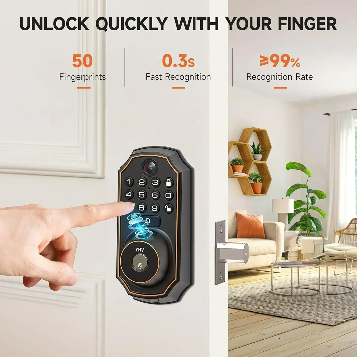 Keyless Entry Door Lock with Camera Fingerprint Smart Door Lock with App Remote Control