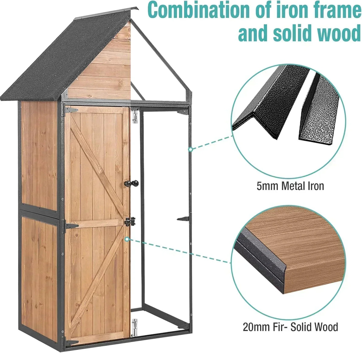 Sheds Outdoor Storage Garden Shed with Metal Frame Structure Adjustable Shelves Capacity Storage