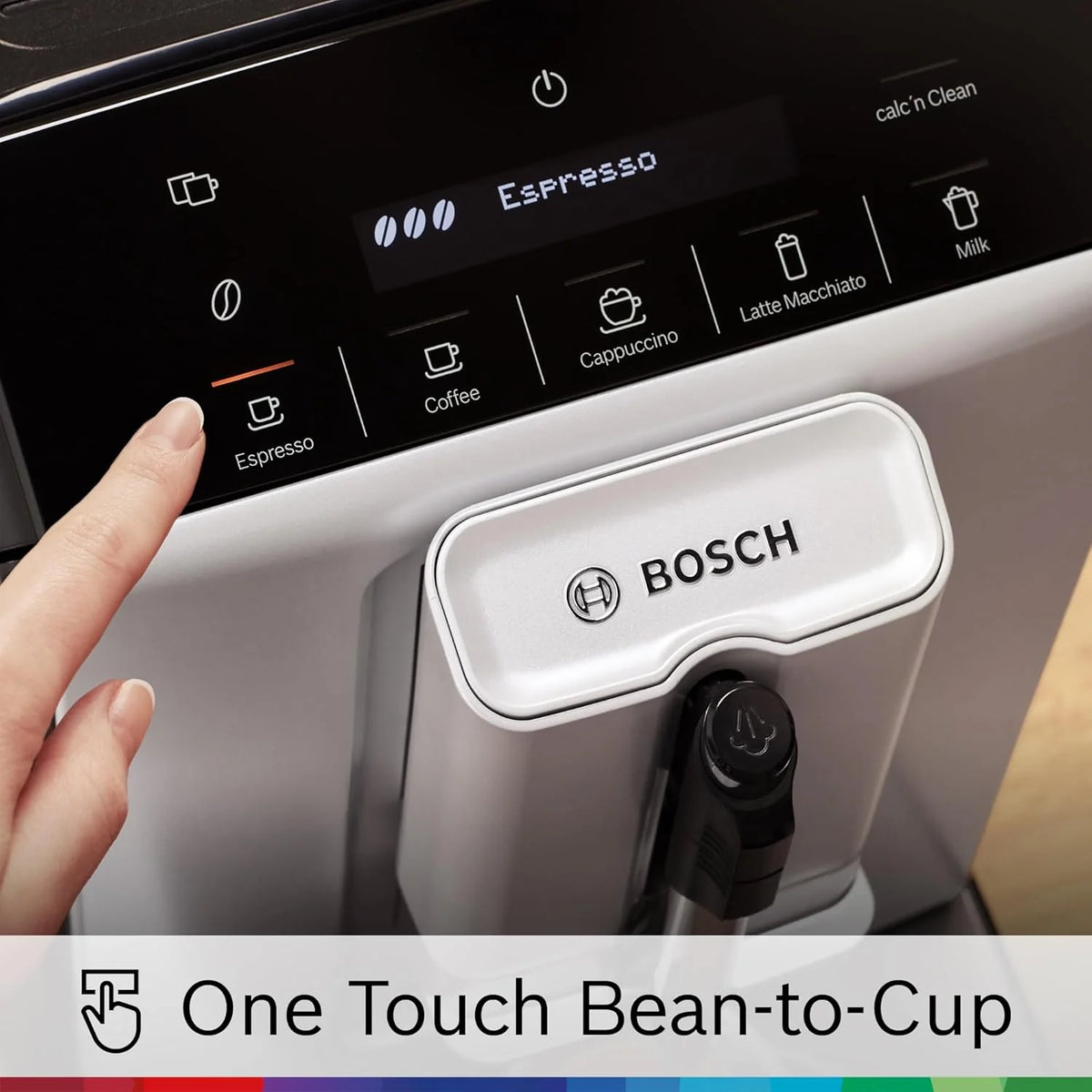 Bosch Fully Automatic Coffee and Espresso Machine - One-Touch Drinks, Barista Style, Double Cup Super Coffee Maker - Large Bean Capacity - Easy Clean, Maintenance - Black - TIU20307