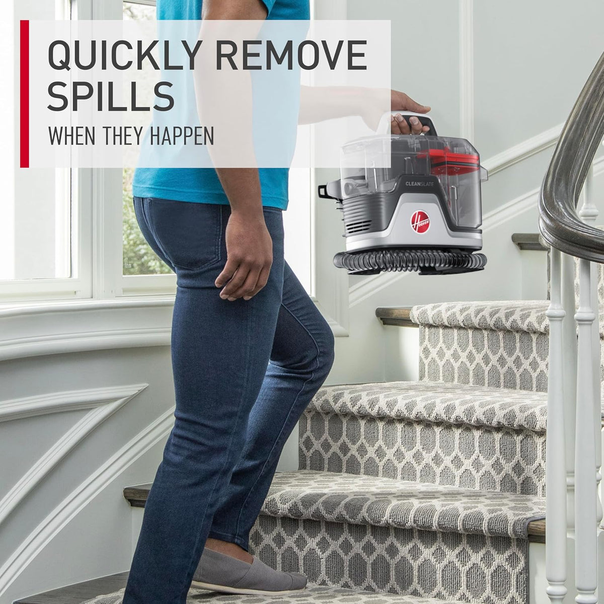 Hoover CleanSlate Plus Portable Carpet & Upholstery Spot Cleaner with Powerful Suction and Multiple Tools