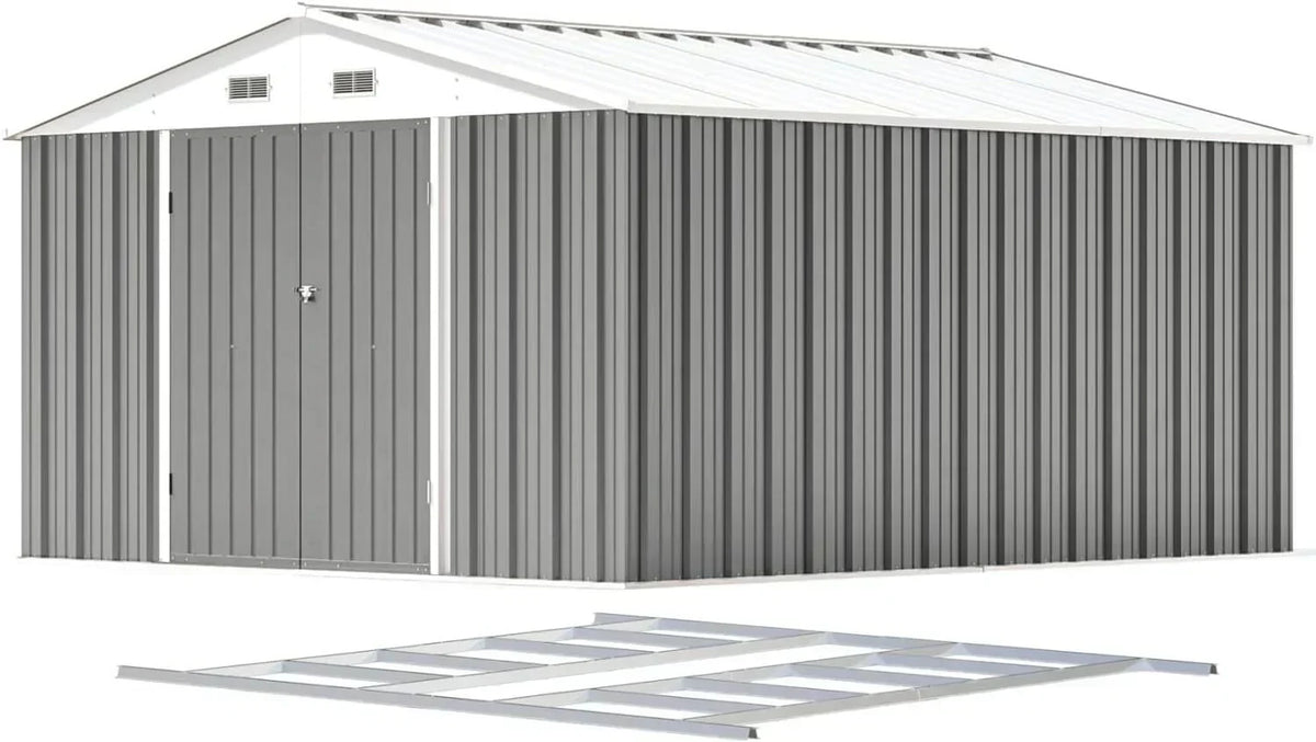 Patiowell 5x3 FT Outdoor Storage Shed Tool Shed with Sloping Roof and Lockable Door Metal Shed