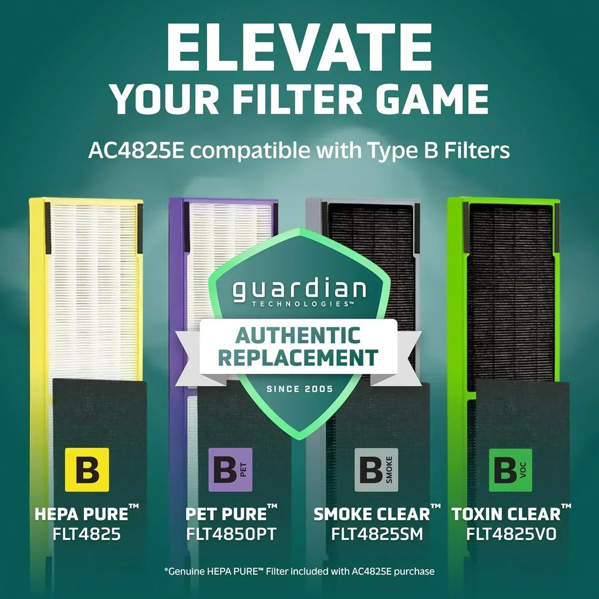 Home air purifier with HEPA pure filter