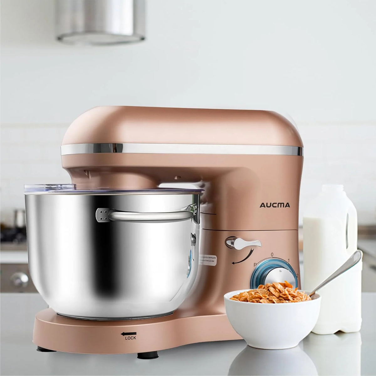 Aucma Stand Mixer,6.5-QT 660W 6-Speed Tilt-Head Food Mixer, Kitchen Electric Mixer with Dough Hook