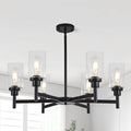 6-Shade Matte Black Farmhouse  Chandelier