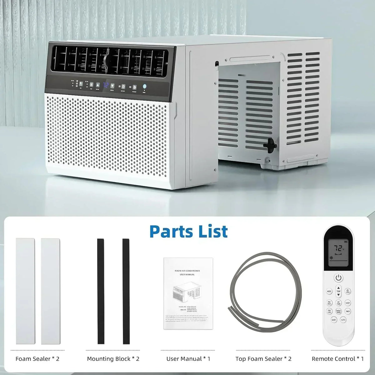 Antarctic Star 12,000 BTU U-Shaped Window Air Conditioner Unit Cools up to 550 Sq.Ft. with 6 Modes
